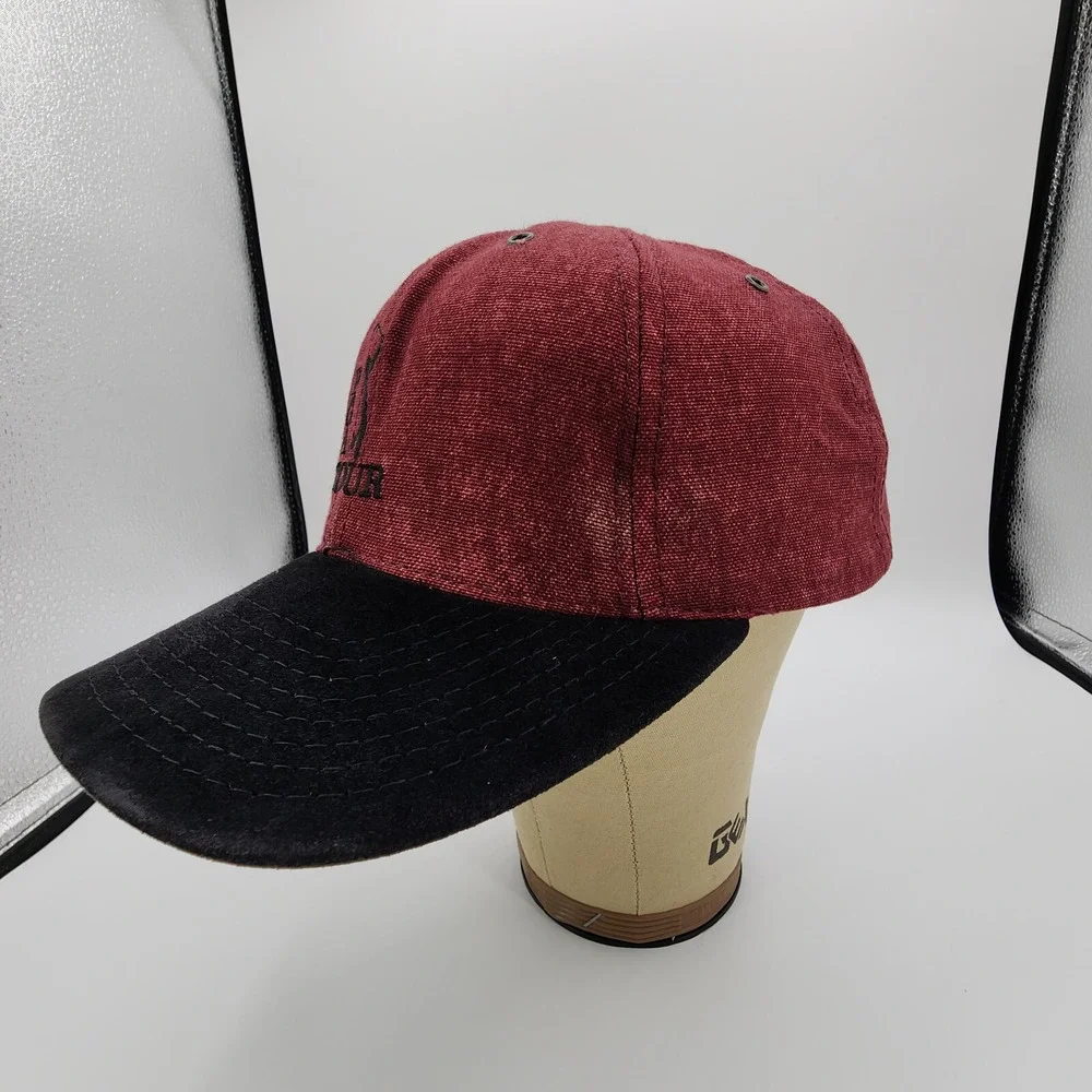 Vintage Ram Golf PGA Tour Hat Adjustable Strap Red Black Velvet Bill Made in USA